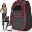 Portable Sauna Box - Portable Steam Sauna for Home with 2.6L 1200W Steamer, 99 Minute Timer, 9 Levels Temperature Settings, Remote Control and Folding Chair for Sauna Box, Red