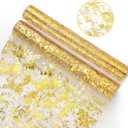 2 Pieces Gold Table Runner, 11"x108" Glitter Foil Metallic Thin Mesh Decor Rolls, Centerpieces Decorations for Party Wedding Christmas Thanksgiving Valentine