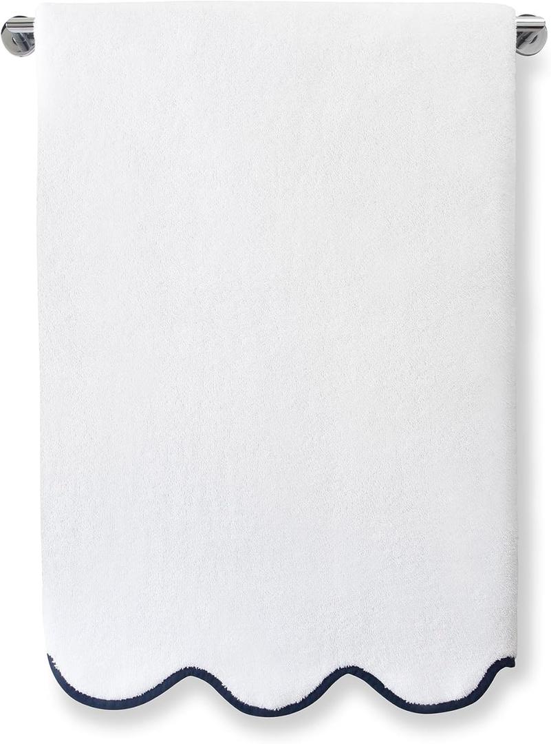 Kassatex Chairish Towels - White/Navy/Hand Towel (23 inches by 32 inches)