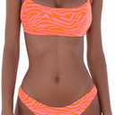 SweatyRocks Women's Leopard Print Bikini Set High Cut Low Rise 2 Piece Swimsuit Swimwear, Medium