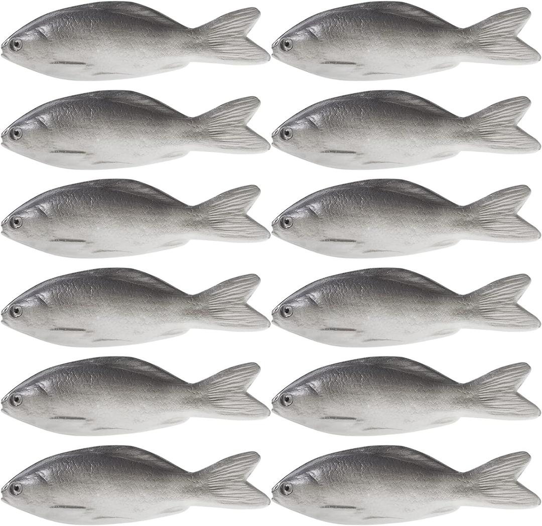 jiebor 12PCS Fake Fish Realistic Toy Artificial Halloween Mode Small Rubber Sea Fish for Kitchen Home Market Display Decoration Photography Props