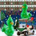 Hungdao 4ft Christmas Golf Cart Decoration Kit Christmas Inflatable Tree Duck PVC Blow Ups Tree Duck Fan Flag Tinsel Garlands Tinsel Streamers Reusable Outdoor Pool Floats Decoration for Parade Yard