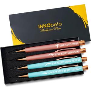 InnoBeta Swimming Gifts Ballpoint Pen Set of 4, Gifts for Swimmers on Birthday and Christmas