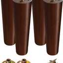 8 Inch Wood Furniture Legs Sofa Legs Set of 4, Brown Wooden Furniture Feet Couch Legs, Mid Century Modern Dresser Replacement Feet for Chair Cabinet Armchair Table Or Home DIY Projects Bun Feet