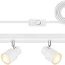Plug in Track Lighting, 23" LED Track Light Fixtures Ceiling, White 4 Way Spotlight, Rotatable Light Head, Plug in Ceiling Light with Power Cord, Plug Wall Light for Kitchen Hallway Bar(GU10, NO Bulb)