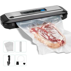 Inkbird Vacuum Sealer Machine with Starter Kit, Automatic PowerVac Air Sealing Machine for Food Preservation, Dry & Moist Sealing Modes,Built-in Cutter,Easy Cleaning Storage (Silver)