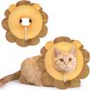BEAUTYZOO Cat Cone Collars Soft, Cat Recovery E Collars After Surgery to Stop Licking, Adjustable Elizabeth Circle Collar Cute Pet Donut Pillow for Cats Kitten Small Dogs, Lion S (Small (Neck Girth: 5"-10"))