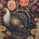 Framed Vintage Turkey 3D Textures Wall Art – Fall Floral Thanksgiving Wall Decor