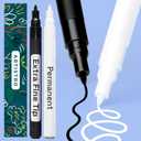 ARTISTRO 2 Black & White Permanent Marker - Waterproof Markers for Tire, Fabric, Rocks, Glass, Ceramic, Wood, Paper - Oil Based Paint Pens - Extra-Fine Tip 0.7mm