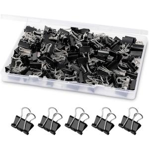 3 x Ufmarine 120 Pcs Mini Binder Clips, Small Binder Clips Black, 15mm Paper Clips for Office