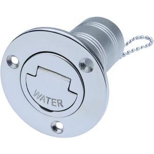 1-1/2" Marine Deck Fill/Filler - Fuel/Water/Waste/Gas/Diesel Boat Tank Filler with Keyless Cap & Screws, Polished Finish 316 Stainless Steel Hardware - for Yacht, Caravan