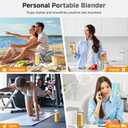 COKUNST 17Oz Portable Blender with 6 Blades, USB-C Rechargeable Personal Smoothie Maker for Shakes & Juices, Compact Mini Mixer for Home, Office & Travel (Beige)