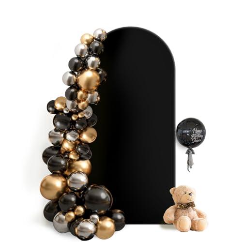 Hemmotop 6 ft Black Arch Cover (No Arch Backdrop Stand), 2-Sided Spandex Arch Covers Stretchy Backdrop, for Wedding, Baby Shower, Birthday Party Decoration