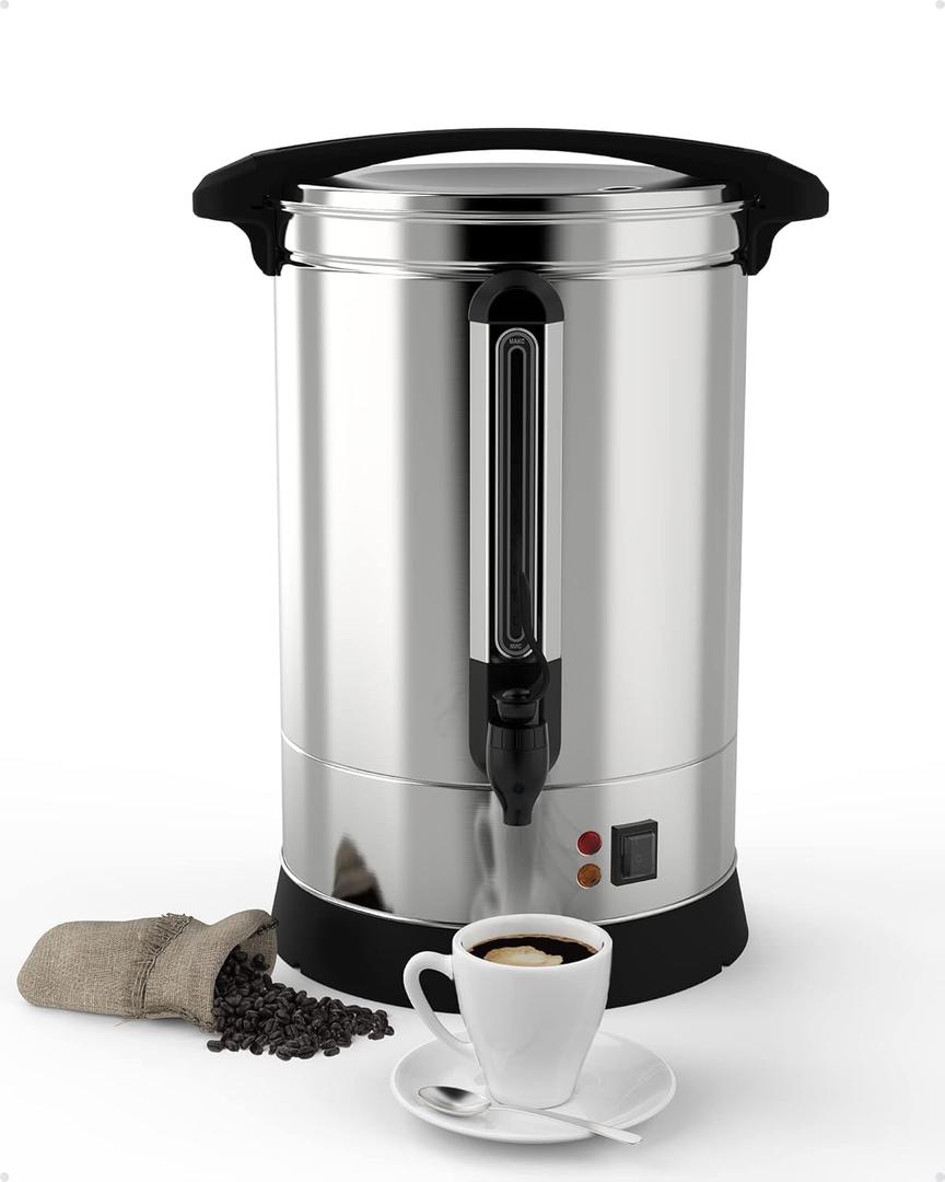 GarveeHome 100 Cups Coffee Urn,14 L/3.8 gal Commerical Coffee Maker for Buffet Catering Wedding Gathering,Large Capacity Hot Coffee Dispenser,Stainless Steel Hot Water Urn