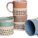 Bosmarlin Ceramic Coffee Mug Set of 4, 19 Oz, Coffee Cups with Big Handle, Microwave Safe, Unique Reactive Glaze (Multicolor)