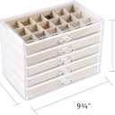 Frebeauty Acrylic Jewelry Organizer Earring Organizer Box with 5 Drawers Earring Holder Organizer with Velvet Trays Clear Jewelry Box for Women Earring Display for Rings Studs(Beige)