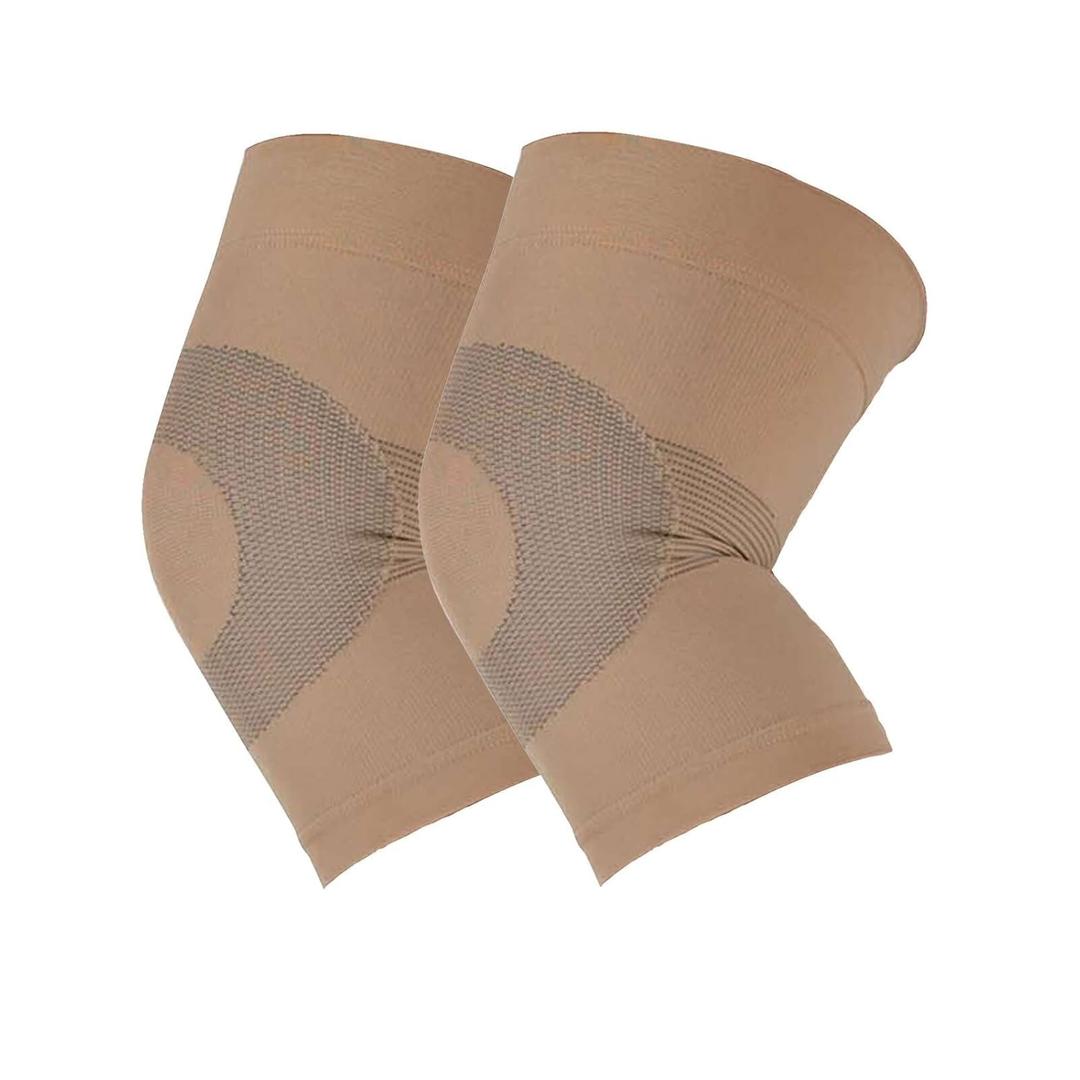 Compression Knee Braces to Support Meniscus Tear, Arthritis, Joint Pain Relief & Injury Recovery, Compression support for Running, Fitness & Sports | Pack of 2 (Large, Beige)