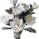 MINYULUA 3Pcs Artificial Magnolia Flowers, 29.5" Long White Magnolia Stem Flower, Faux Wedding Flower Bouquet Vase Floral Arrangement for Table Centerpiece Wedding Holidays Party Home Decor