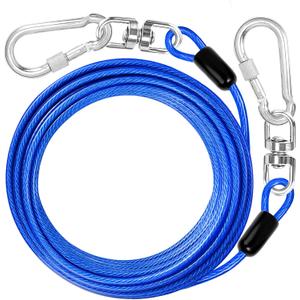 jenico Dog Tie Out Cable: 25ft Dog Lead for Yard - Heavy Duty Chain Leash Outside for Small Large Dogs Up to 500 lbs - Outdoor Dog Runner Tether (Blue)