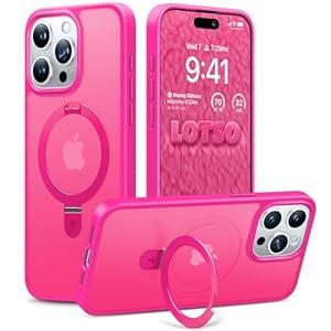 TORRAS Magnetic Ostand for iPhone 12 Pro Max Case [Compatible with Magsafe] with Stand, [MIL-Grade Drop Protection] Shockproof Matte Back Slim Protective Case for iPhone 12 Pro Max Phone Case, Black (iPhone 12 Pro Max, Pink)