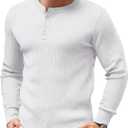 COOFANDY Mens Knit Henley Sweater Long Sleeve Button Down Lightweight Sweater Fall Slim Fit Ribbed Pullover (White)