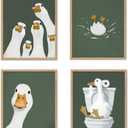YZSLA Kids Bathroom Green Goose Wall Art Decor, Nursery Bathroom Wall Art Prints, Funny Animal Poster Art Prints Room Decorations for Kids Nursery Washroom Restroom Toilet Decor,8x10 Unframed Set of 4