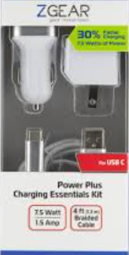 ZGear Power Plus Charging Essentials 3 Pc Kit 7.5Watt 4Ft ZGear Power Plus Charging Essentials 3 Pc Kit 7.5Watt 4Ft