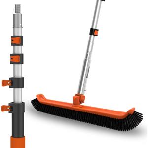 LAANPOLE Pool Brush with Pole, 16FT Heavy Duty Telescopic Pool Pole with 18" Pool Brush, Swimming Pool Scrubber Brush Head for Cleaning Walls, Tiles & Floors