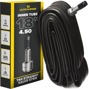 Ultraverse 14, 17, 18,19, 21 inch Inner Tubes with TR4 Reinforced Valve and Straight Stem for Mini Dirt Bikes, Pit Bikes, Motorcycles, and E-Bikes (18 x 4.50 (110/100-18))