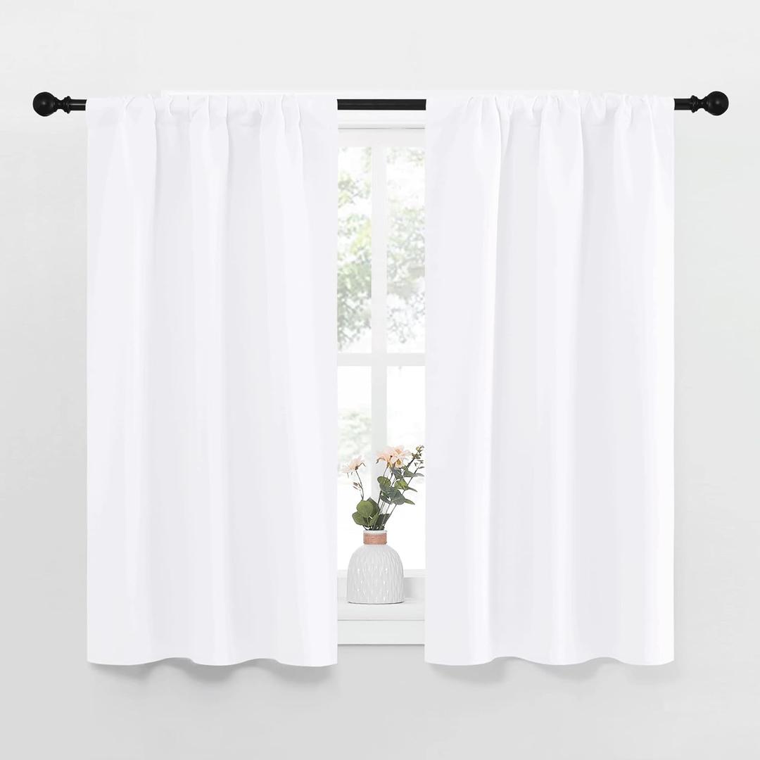 NICETOWN RV Curtains for Camper Windows, White Kitchen Window Drapes, Home Decoration Light Filtering for Small Window (34 Inches Wide by 40 Inches Long, 1 Pair)