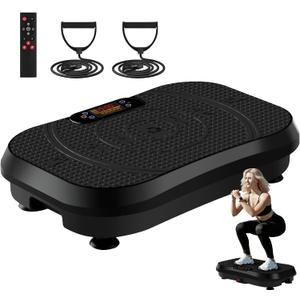 SoftGym Vibration Plate Exercise Machine for Lymphatic Drainage,Power Vibrate Stand Shake Board 450 Lbs Capacity Whole Body Workout Waver with Fitness Resistance Bands Weight Loss Gifts for Women Men