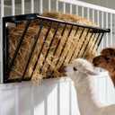 Wall Mounted Hay Feeder & Blanket Holder, 63" 67 Gal Heavy Duty Steel Hay Rack for Horse Stall, Goat Shed, Sheep Barn, Organizer for Feeding and Storage