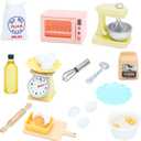 ONEST 26 Pieces Miniature Dollhouse Accessories Mini Stuff with Stand Mixer Kitchen Scale Flour Rolling Pin and Others for Dollhouse Kitchen Toys