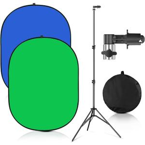 Green Screen Chromakey Backdrop with Stand,Portable 59 * 39inch Blue&Green Screen 2 in 1 Pop Up Collapsible Backdrop for Photo and Video Shooting,Gaming(Green & Blue), 3x5ft