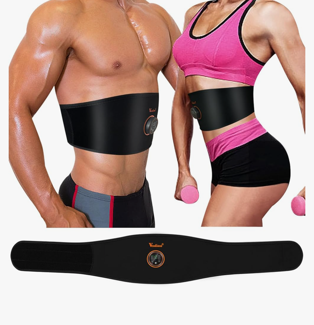 ABS Stimulator Muscle Toner Flex Fitness Belt for Waist Trimmers FDA Cleared AB Machine Abdominal Toning Ems (Black, One Size)