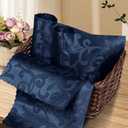 Aormenzy 50 Pack Navy Blue Satin Napkins, 17 x 17 Inches, Floral Pattern, Set of 50