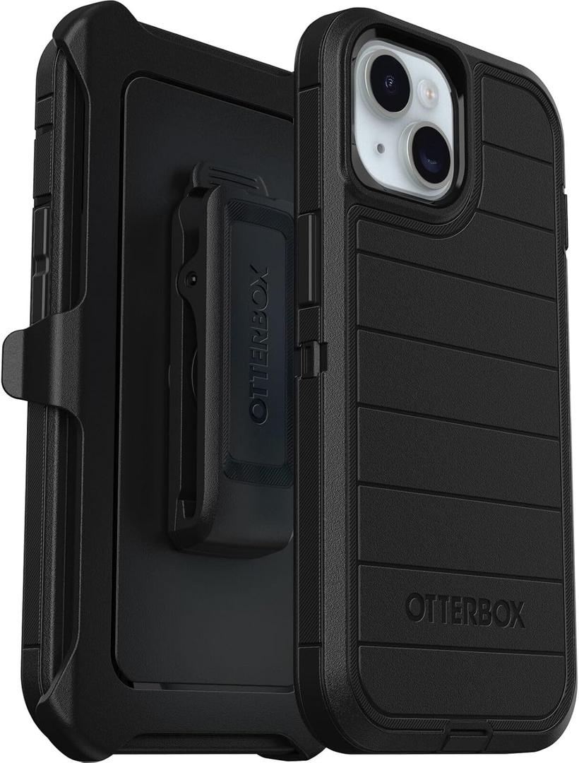 OtterBox iPhone 15, iPhone 14, and iPhone 13 Defender Series Pro Case - Black, screenless, Rugged & Durable, with Port Protection, Includes Holster Clip Kickstand