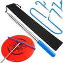 4 in 1 Disc Golf Retriever Pole 16 ft Extendable Telescopic Disc Retriever with Durable Stainless Steel Frame Hooks & Carry Bag  Disc Golf Grabber for Getting Discs Out of Water, Trees, Bushes (BLUE)