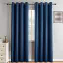 Blackout Curtains 90 Inch Length 2 Panels Set, Black Out Curtains for Bedroom 90 Inch Long, Grommet Energy Saving Room Darkening Drapes for Living Room Window Navy Blue(W52 x L90)