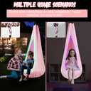 Light Up Kids Pod Swing Seat  Sensory Hammock Chair with Remote & Bluetooth App Control LED Lights, Inflatable Cushion, Pocket  Indoor & Outdoor Swing for Autism & Relaxation