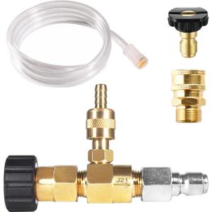 YAMATIC Adjustable Chemical Injector Kit, Downstream Injector Kit for Pressure Washer, M22-14mm Connectors, Soap Injector with Siphon Hose & Soap Nozzle,4500PSI YAMATIC Adjustable Chemical Injector Kit, Downstream Injector Kit for Pressure Washer, M22-14mm Connectors, Soap Injector with Siphon Hose & Soap Nozzle,4500PSI