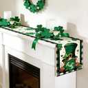 OTOSTAR St.Patrick's Day Table Runner 13x72 Inch, Buffalo Plaid Shamrocks Hat Gnome Spring Holiday Kitchen Dining Lucky Clover Table Decoration for Indoor Outdoor Home Party
