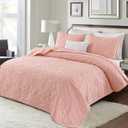 Exclusivo Mezcla 3 Piece Quilts Queen Size Bedding Set, Blush Pink