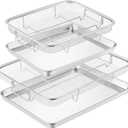 TeamFar Air Fryer Basket for Oven, 2 Set Stainless Steel Air Fryer Basket and Tray, 16x12 & 12.5x9.6 Oven Air Fryer Rack with Baking Pan for Cooking Baking Broiling Grilling, Dishwasher Safe