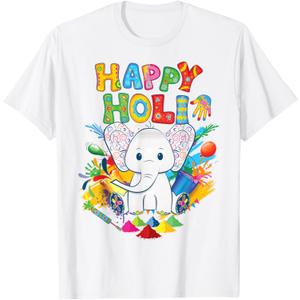 Kids Happy Holi Festival India Color Elephant Hindu Toddler T-Shirt, Size 2T