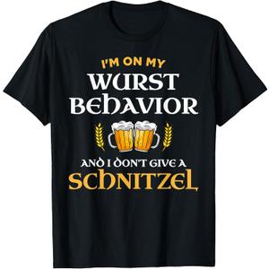 Oktoberfest German Festival On My Wurst Behavior Schnitzel T-Shirt L