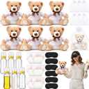 Soulchen 6 Set Bear Blindfolded Diaper Changing Baby Shower Games 14 Inch Bear Plushes with Dolls Diapers Bottles Shirts for Gender Reveal Bridal Shower Game Prize Gift Guest Adult(Khaki)