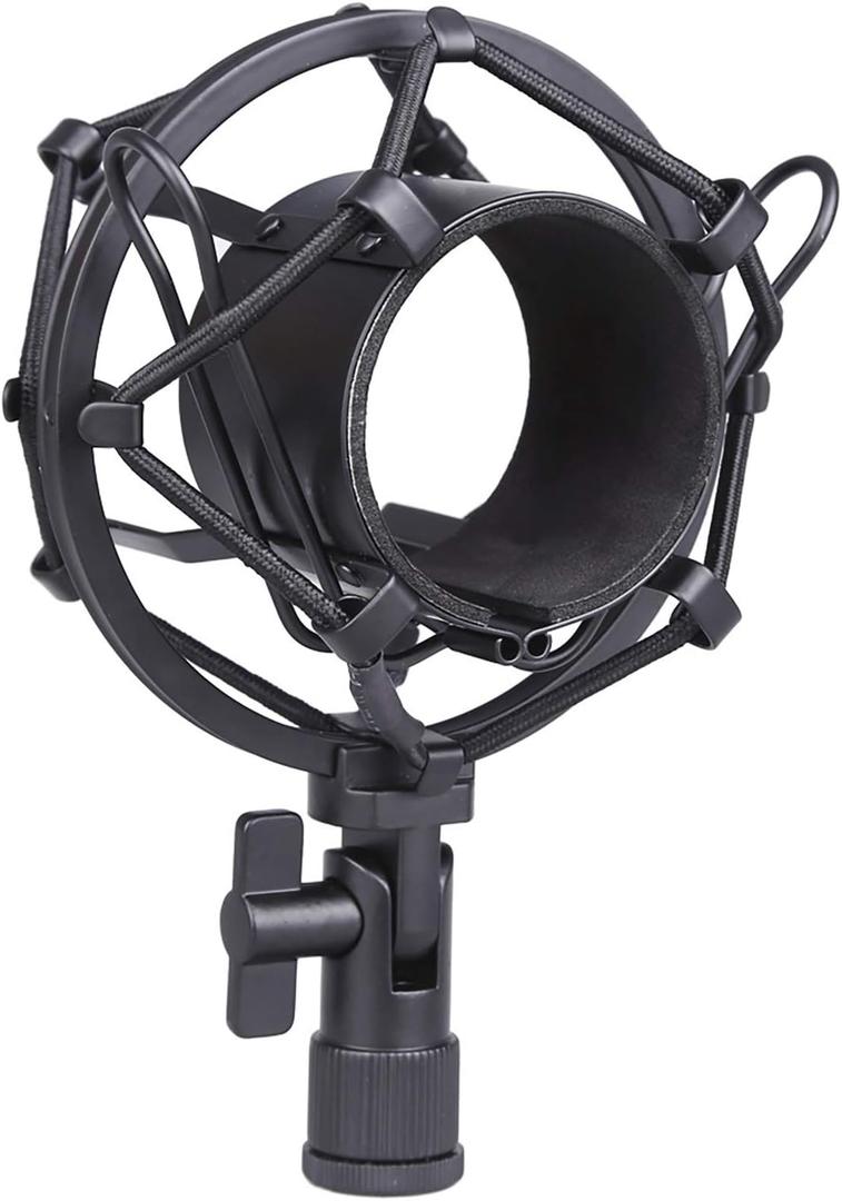 Koolertron Microphone Shock Mount,Mic Clip Holder,Universal 50MM Anti-Vibration Mic Holder for 48MM-54mm Diameter Studio Condenser Mic (Black)