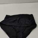 GRAPENT Women's High Waisted Swim Bottom Ruched Bikini Tankini Swimsuit Briefs (Medium, B Black)