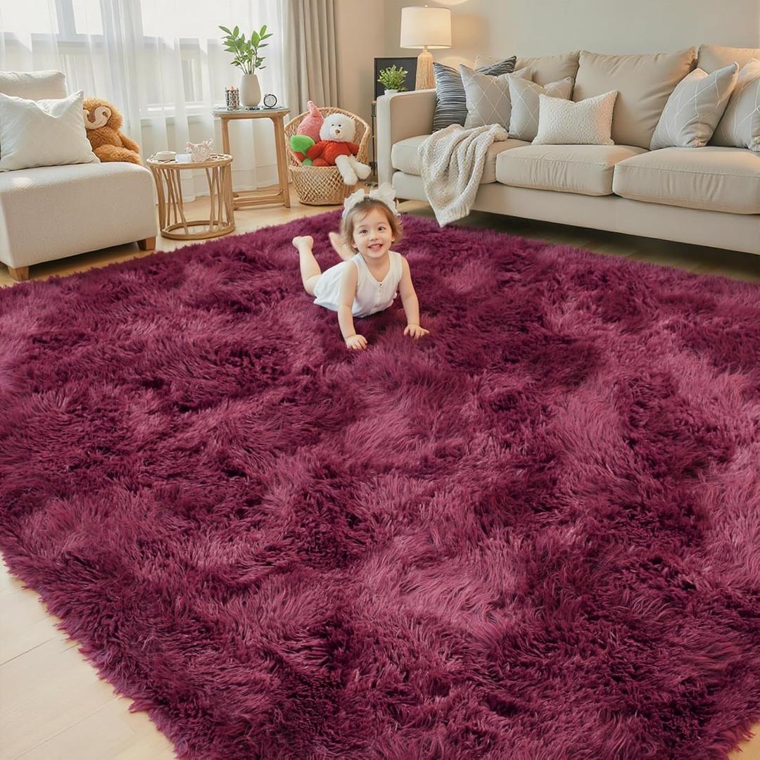 Kids Rugs for Bedroom Living Room Dorm Nursery Home Decor Aesthetic (Burgundy, 5 x 8)